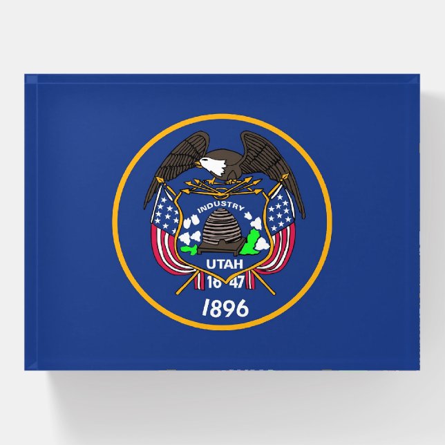 Paperweight with flag of Utah State, USA (Front)