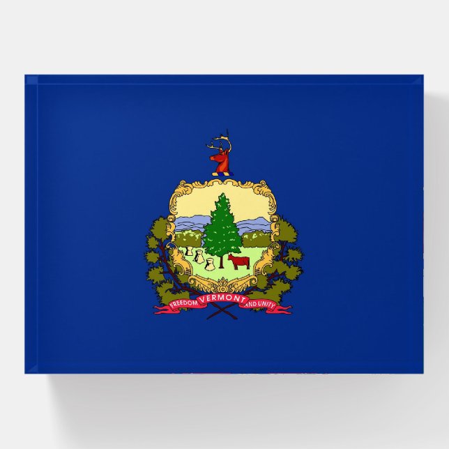 Paperweight with flag of Vermont State, USA (Front)
