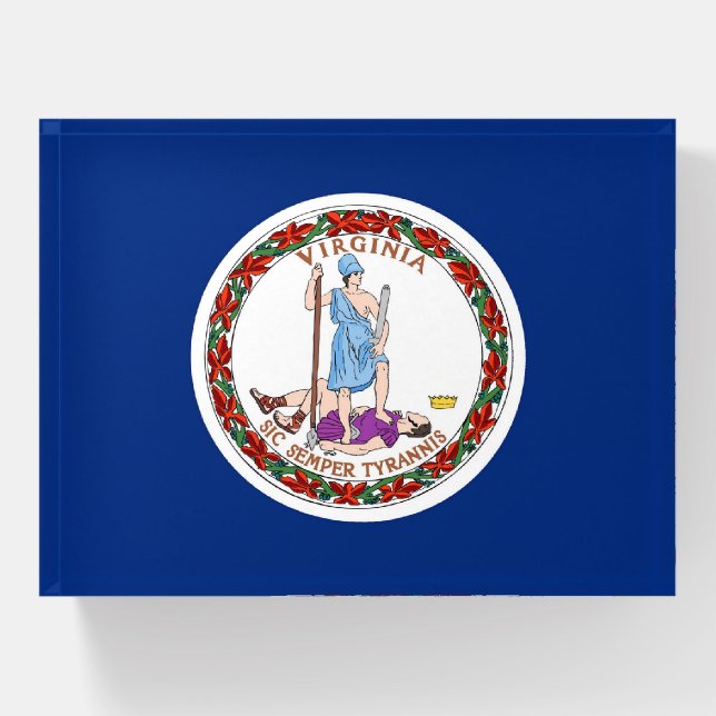 Paperweight with flag of Virginia State, USA (Front)