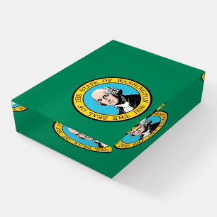 Paperweight with flag of Washington State, USA