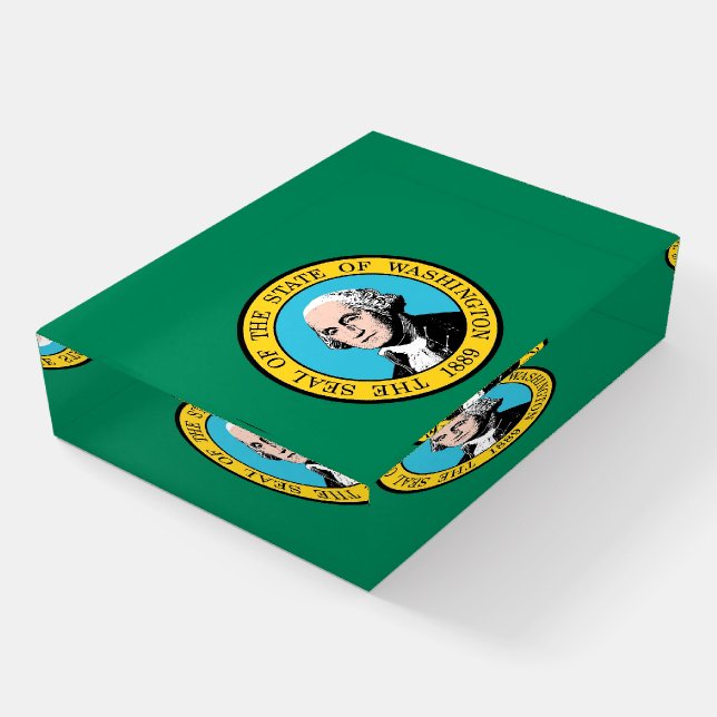 Paperweight with flag of Washington State, USA (Angled)
