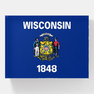 Paperweight with flag of Wisconsin State, USA