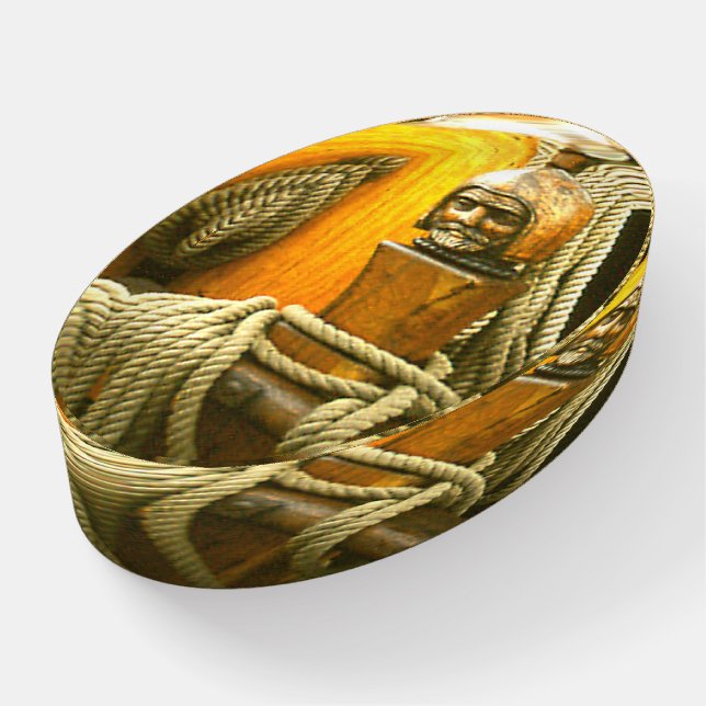 Paperweight - Wooden Capstan and Rope (Angled)