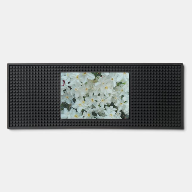 Paperwhite Narcissus Delicate White Flowers Bar Mat (Front)