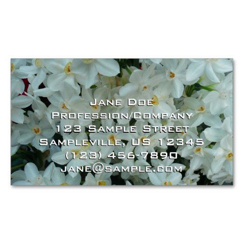 Paperwhite Narcissus Delicate White Flowers Business Card Magnet