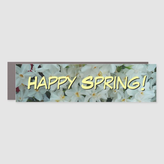 Paperwhite Narcissus Delicate White Flowers Car Magnet (Front)