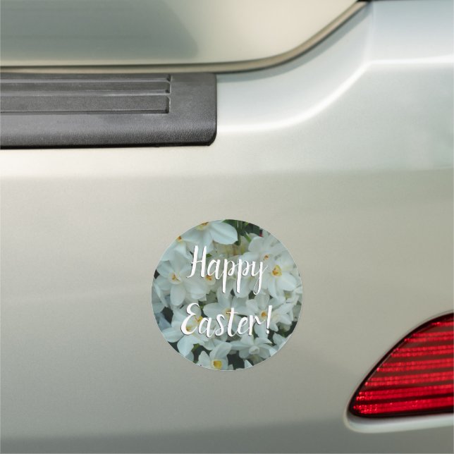 Paperwhite Narcissus Delicate White Flowers Car Magnet (In Situ)