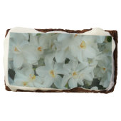 Paperwhite Narcissus Delicate White Flowers Chocolate Brownie (Front)
