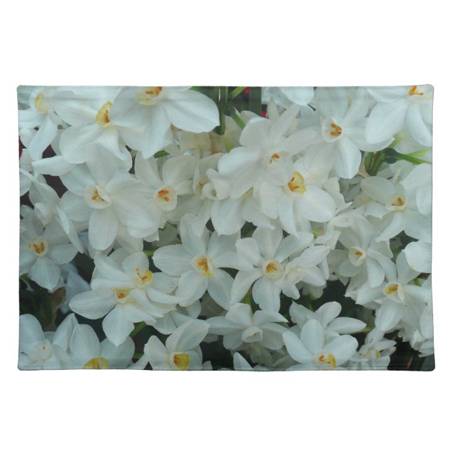 Paperwhite Narcissus Delicate White Flowers Cloth Placemat (Front)