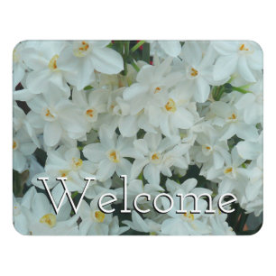 Paperwhite Narcissus Delicate White Flowers Door Sign