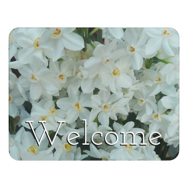 Paperwhite Narcissus Delicate White Flowers Door Sign (Contemporary Front)