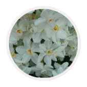 Paperwhite Narcissus Delicate White Flowers Edible Frosting Rounds (Front)