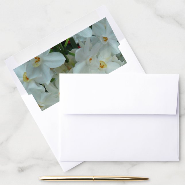 Paperwhite Narcissus Delicate White Flowers Envelope Liner (Desk)