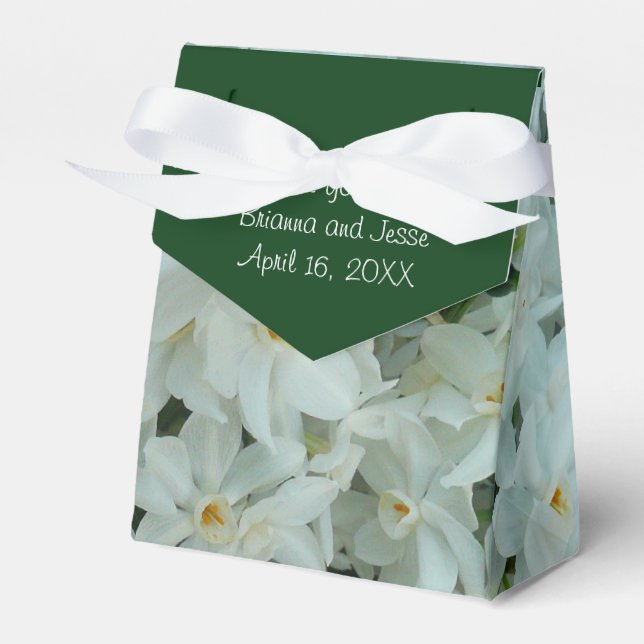 Paperwhite Narcissus Delicate White Flowers Favor Boxes (Front Side)