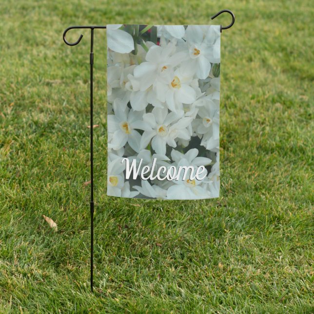 Paperwhite Narcissus Delicate White Flowers Garden Flag (In SItu)