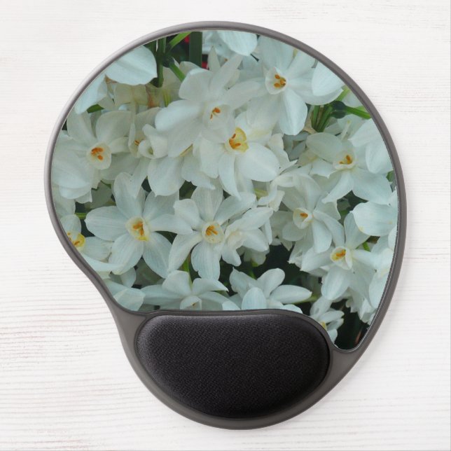 Paperwhite Narcissus Delicate White Flowers Gel Mouse Pad (Front)