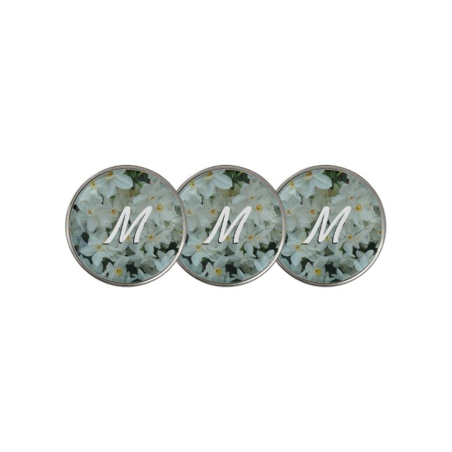 Paperwhite Narcissus Delicate White Flowers Golf Ball Marker (3 Up)