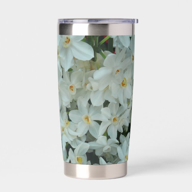 Paperwhite Narcissus Delicate White Flowers Insulated Tumbler (Left)