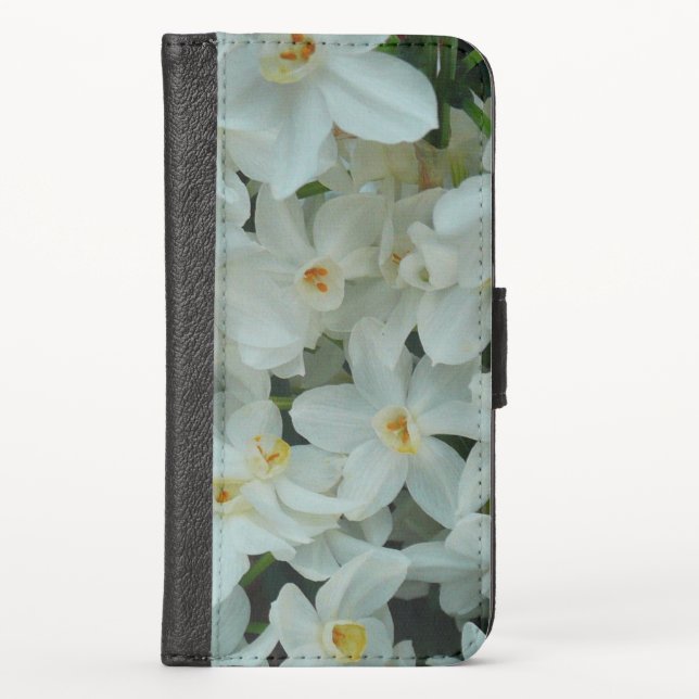 Paperwhite Narcissus Delicate White Flowers iPhone Wallet Case (Front)