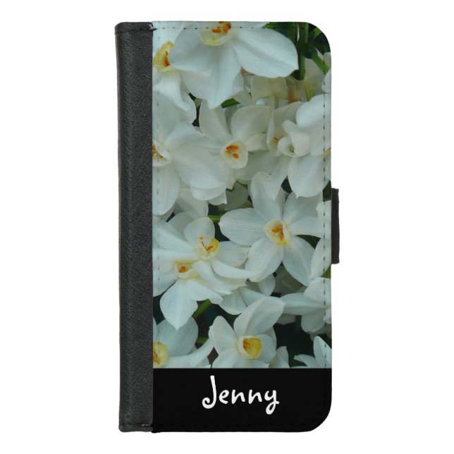 Paperwhite Narcissus Delicate White Flowers iPhone Wallet Case (Front)