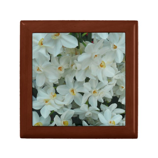 Paperwhite Narcissus Delicate White Flowers Keepsake Box (Front)