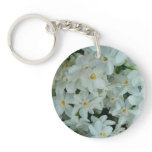 Paperwhite Narcissus Delicate White Flowers Keychain