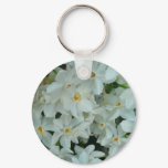Paperwhite Narcissus Delicate White Flowers Keychain