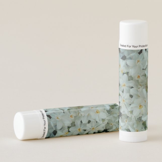 Paperwhite Narcissus Delicate White Flowers Lip Balm (Front)