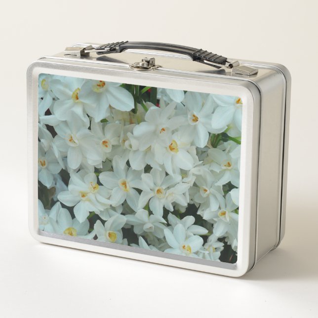 Paperwhite Narcissus Delicate White Flowers Metal Lunch Box (Front)
