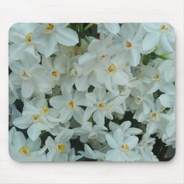 Paperwhite Narcissus Delicate White Flowers Mouse Pad (Front)