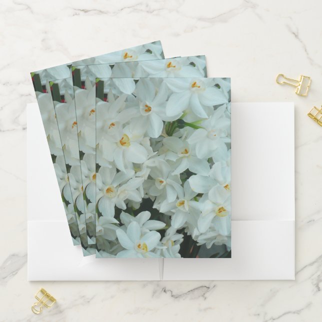 Paperwhite Narcissus Delicate White Flowers Pocket Folder (In Situ)