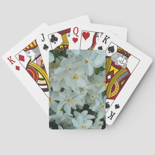 Paperwhite Narcissus Delicate White Flowers Poker Cards (Back)