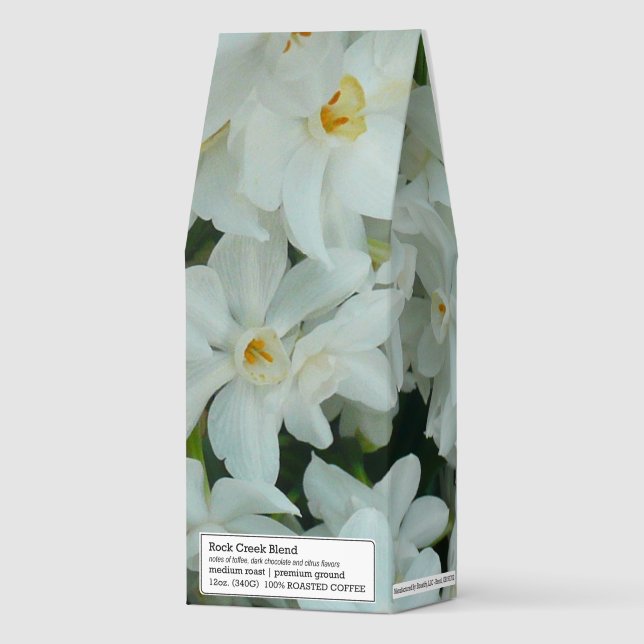 Paperwhite Narcissus Delicate White Flowers Roasted Coffee (Front)