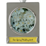 Paperwhite Narcissus Delicate White Flowers Silver Plated Banner Ornament