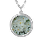 Paperwhite Narcissus Delicate White Flowers Silver Plated Necklace
