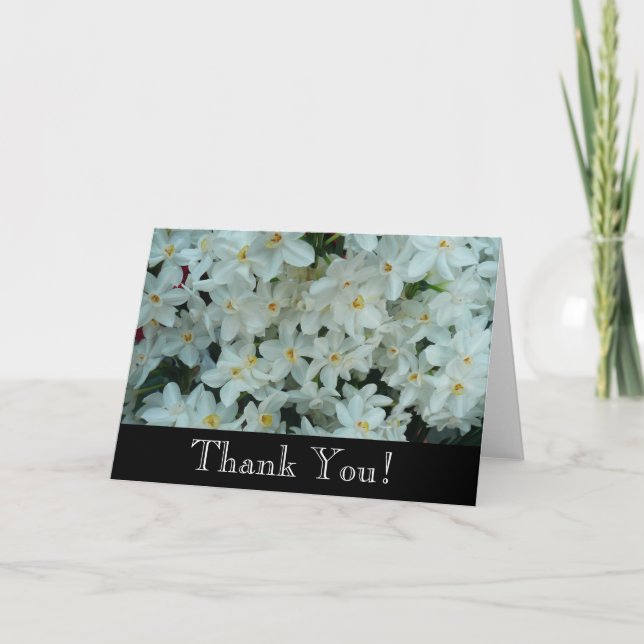 Paperwhite Narcissus Delicate White Flowers Thank You Card (Front)