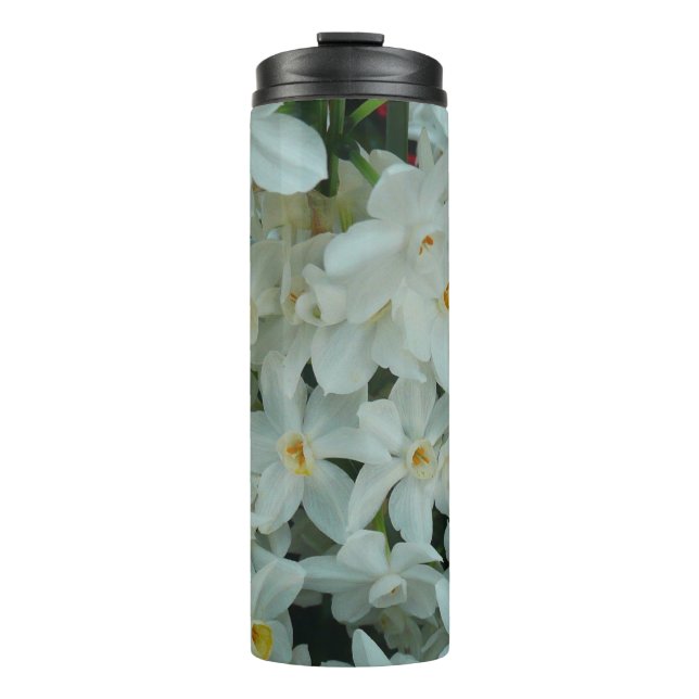 Paperwhite Narcissus Delicate White Flowers Thermal Tumbler (Front)