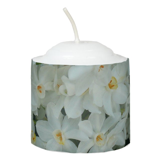 Paperwhite Narcissus Delicate White Flowers Votive Candle (Front)