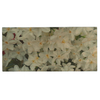 Paperwhite Narcissus Delicate White Flowers Wood USB Flash Drive