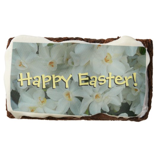Paperwhite Narcissus Happy Easter Chocolate Brownie (Front)