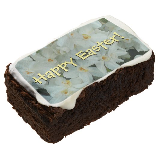 Paperwhite Narcissus Happy Easter Chocolate Brownie (Angled)