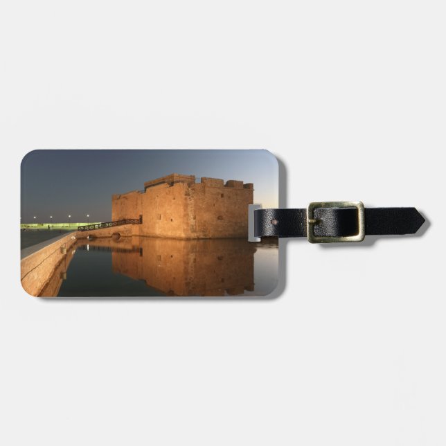 Paphos Castle and reflections at Sunset Luggage Tag (Front Horizontal)
