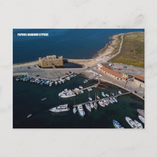 Paphos castle postcard medieval fort harbor harbor