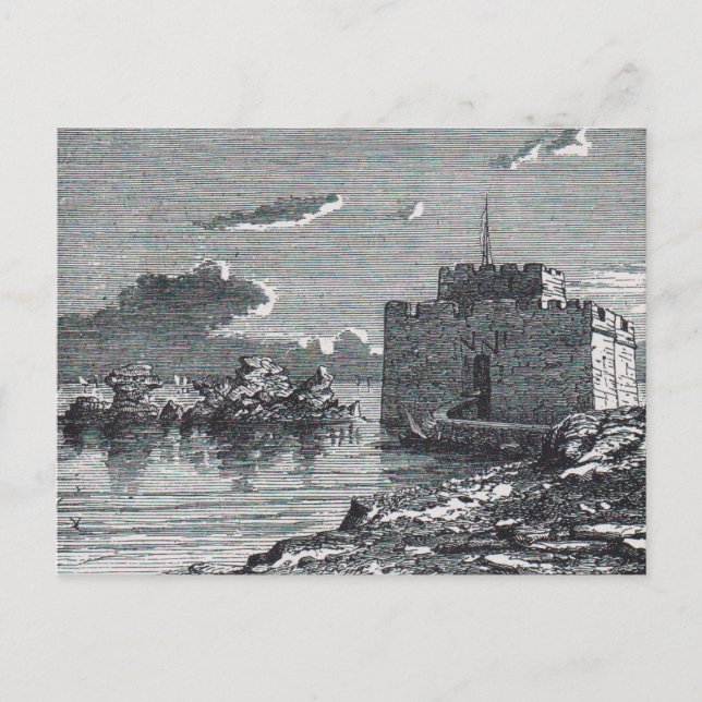 Paphos medieval fort 19th century engraving postcard (Front)