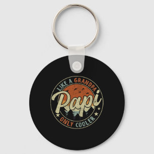 Papi Like A Grandpa Only Cooler Vintage Retro Fath Keychain