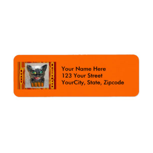 Papier Mache Halloween Cat Address Label