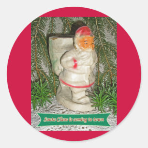 Papier Mache White Coated Santa Christmas Stickers