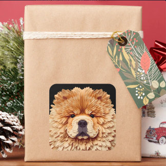 PAPIER MIRAGE Red Chow Square Sticker