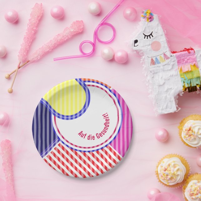 Papierteller abgestimmt bunt linear paper plates (Party)