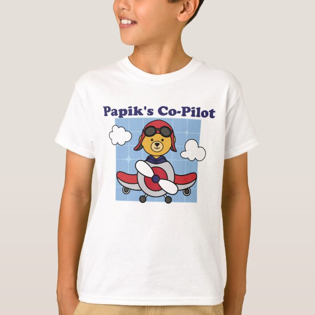 Papik's Little Co-Pilot - Cute Airplane T-Shirt (Front)